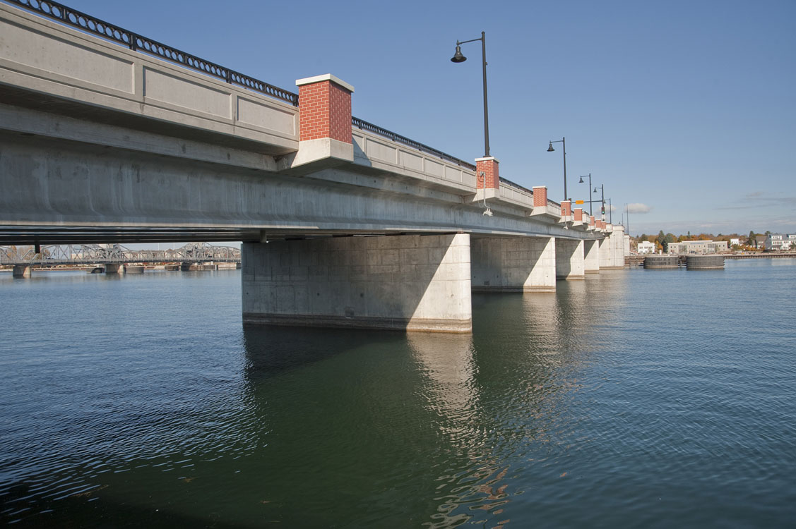 A bridge over a body of water.