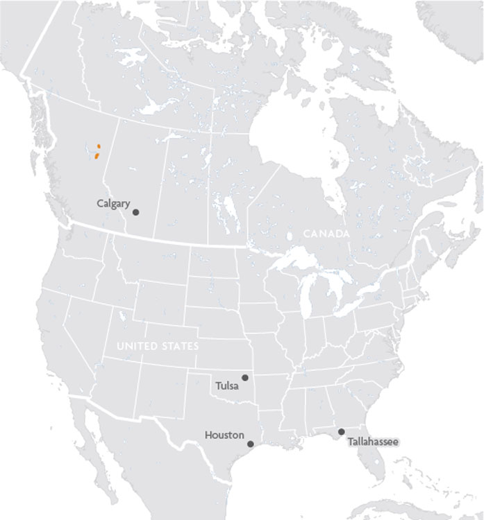 Une carte montrant l'emplacement du Canada et des États-Unis.