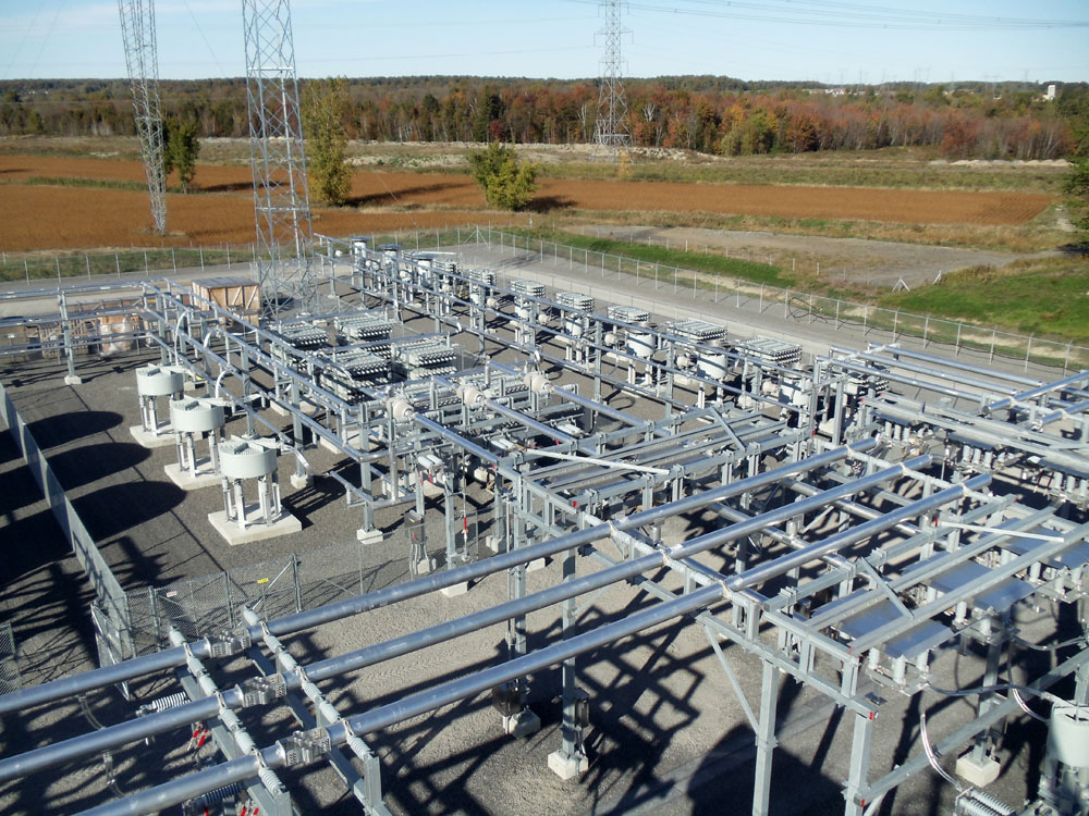 An aerial view of an industrial power plant.