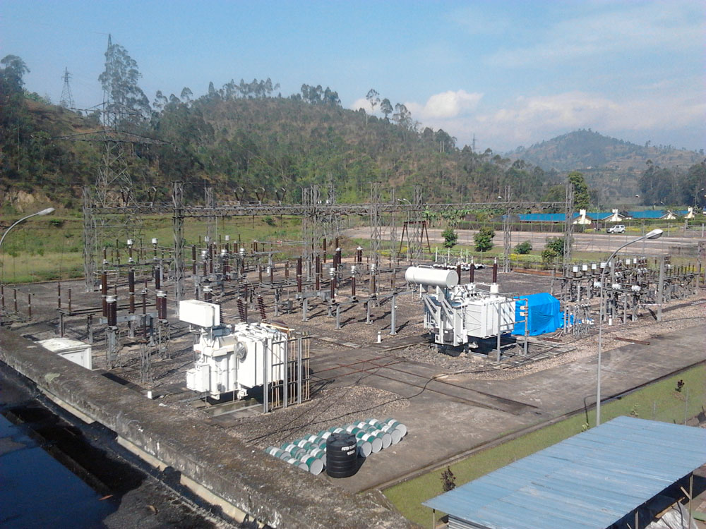 An aerial view of a power station.