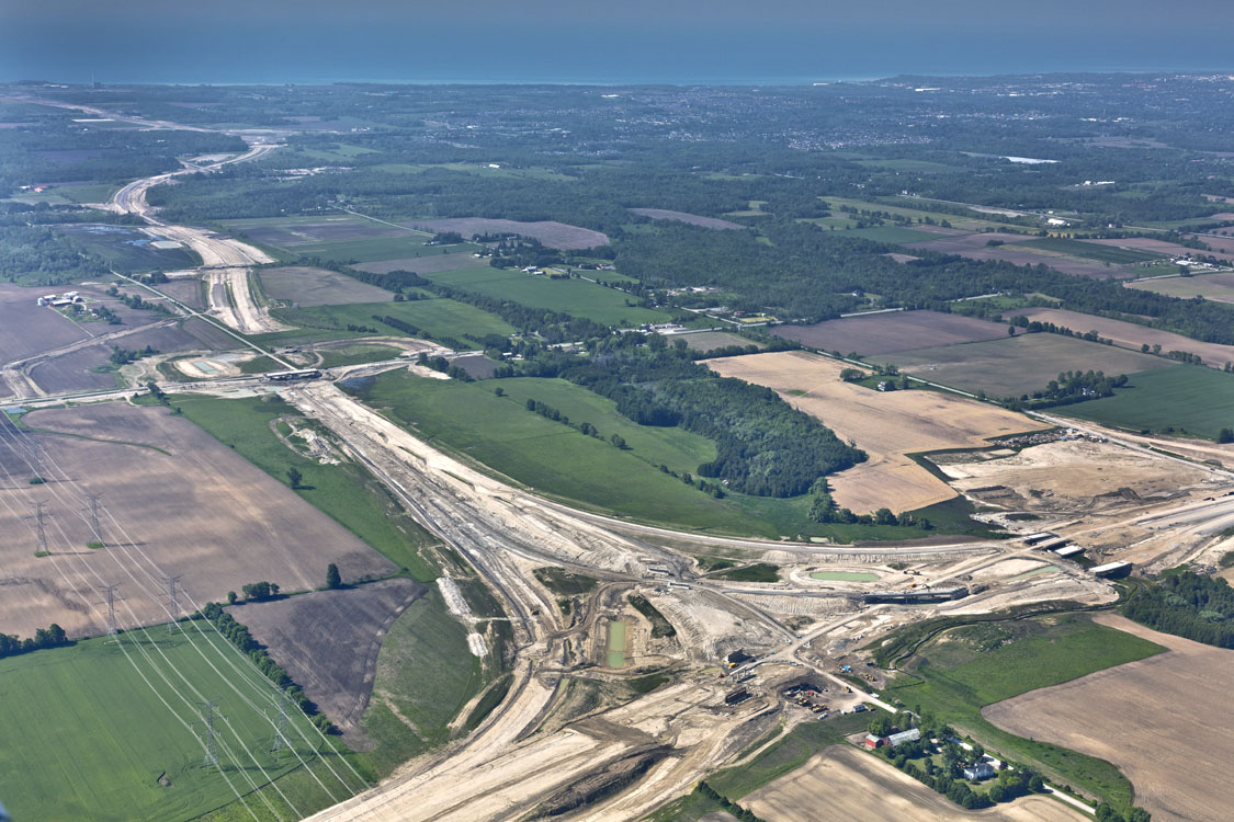 An aerial view of a construction site.