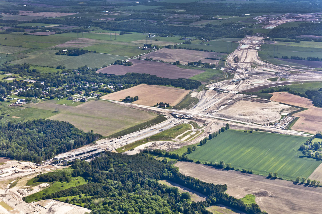 An aerial view of a construction site.