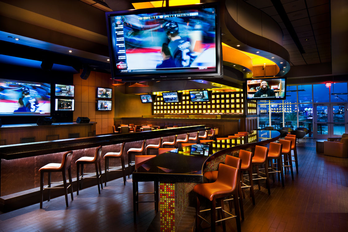 A bar in a sports bar.