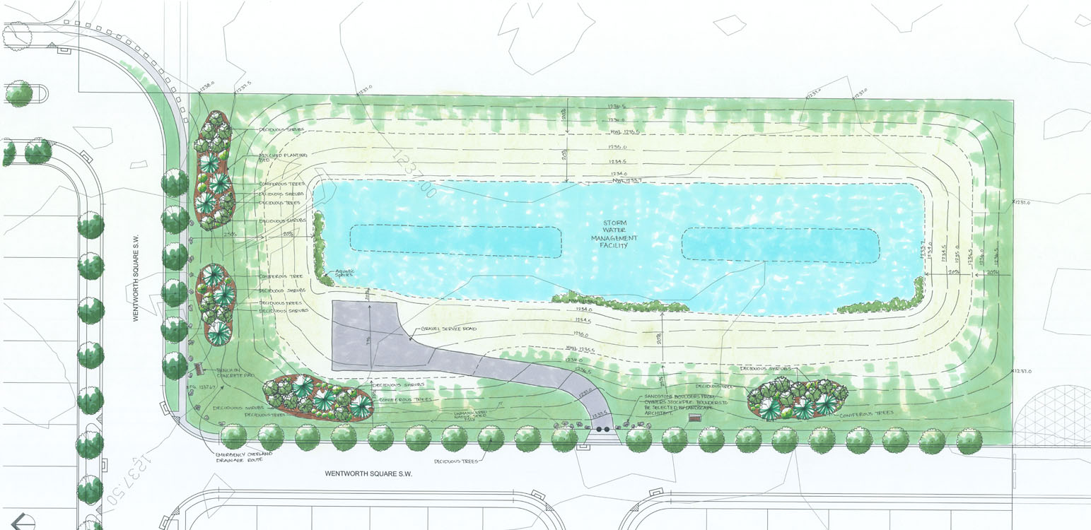 Un plan pour une piscine dans un parc.