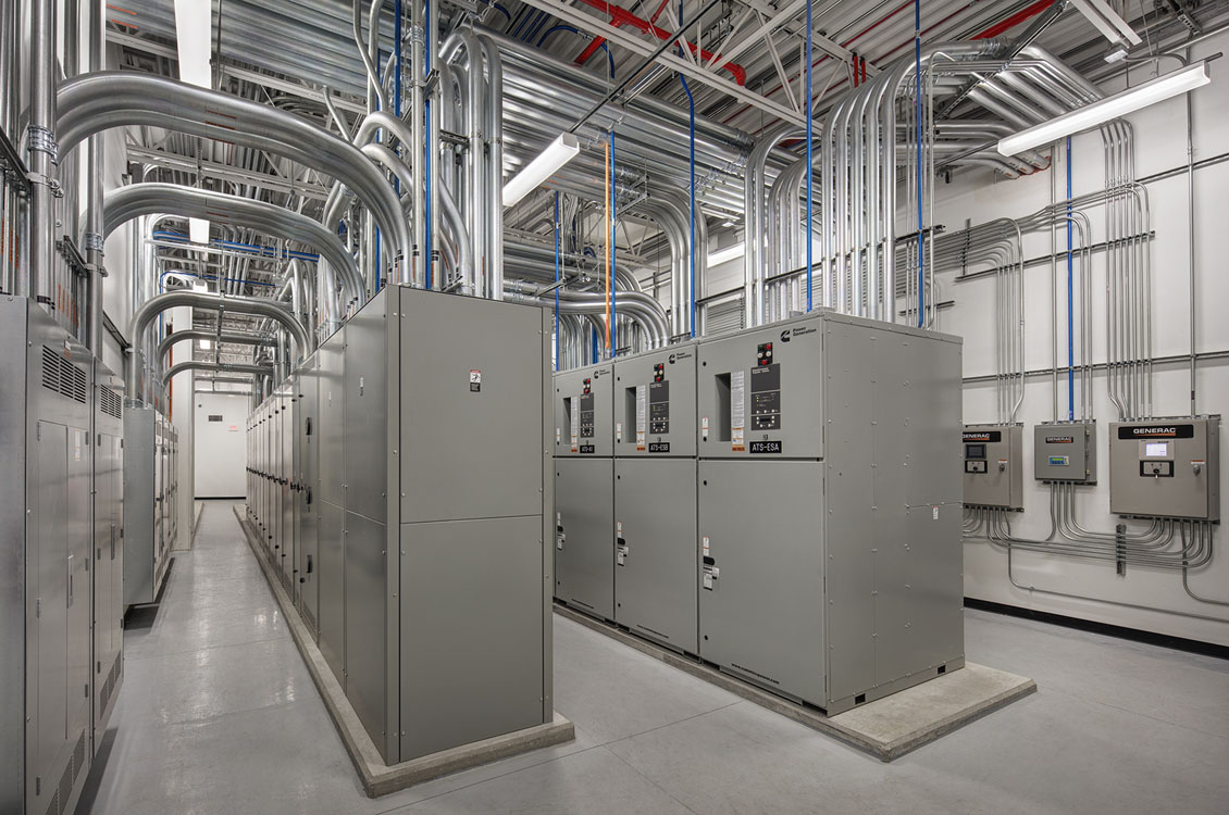 A room full of electrical equipment in a building.