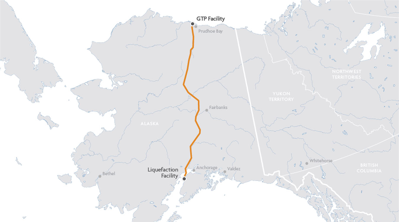 A map showing the route of a train in alaska.