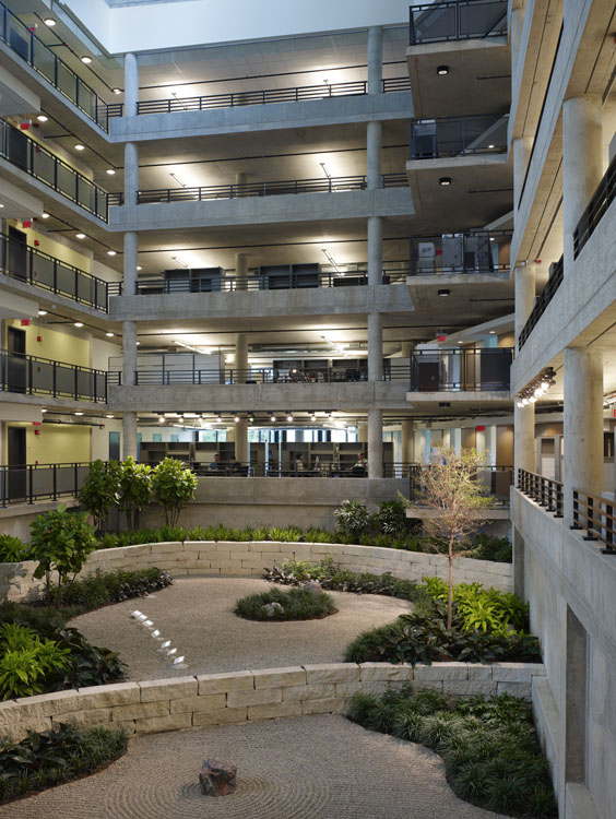 A courtyard in a building.