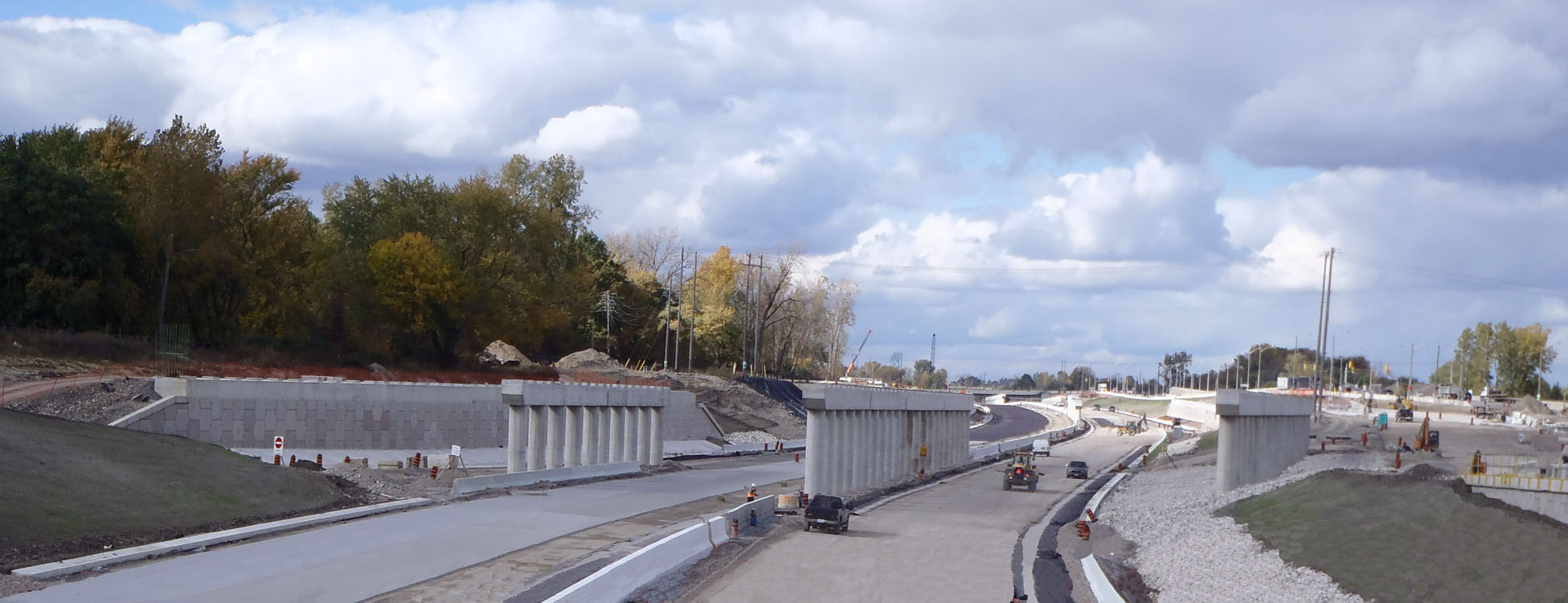 Construction d'une autoroute.