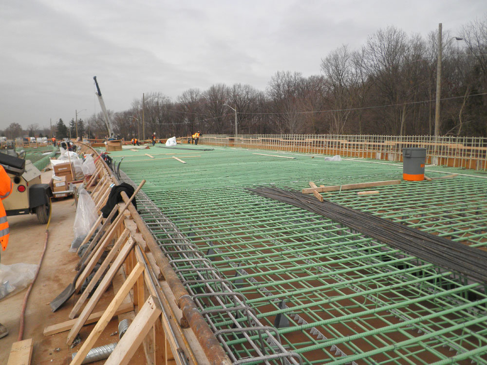 The construction of a bridge on a construction site.