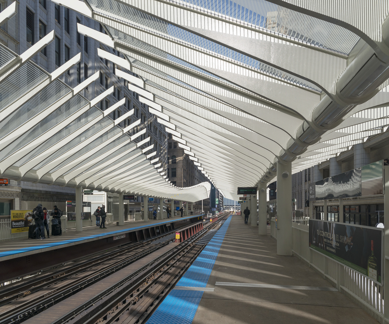 An artist's rendering of a train station design.