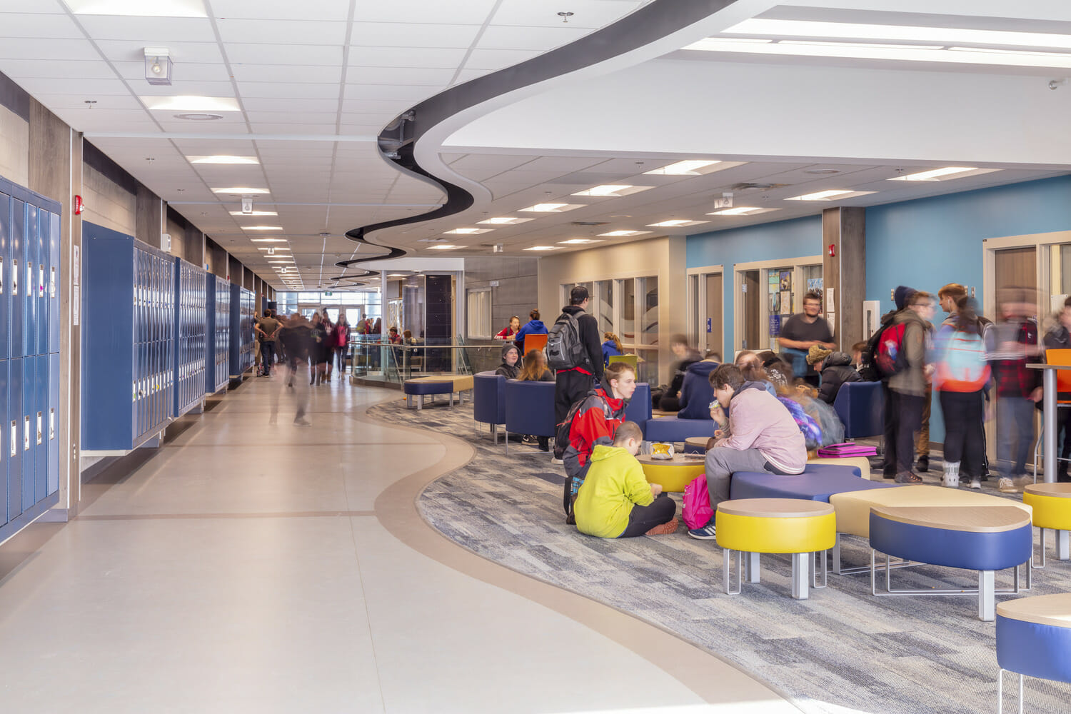 A crowded hallway at EXP Island View High.