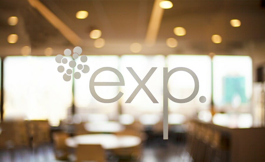 An image of the exp logo in a restaurant.