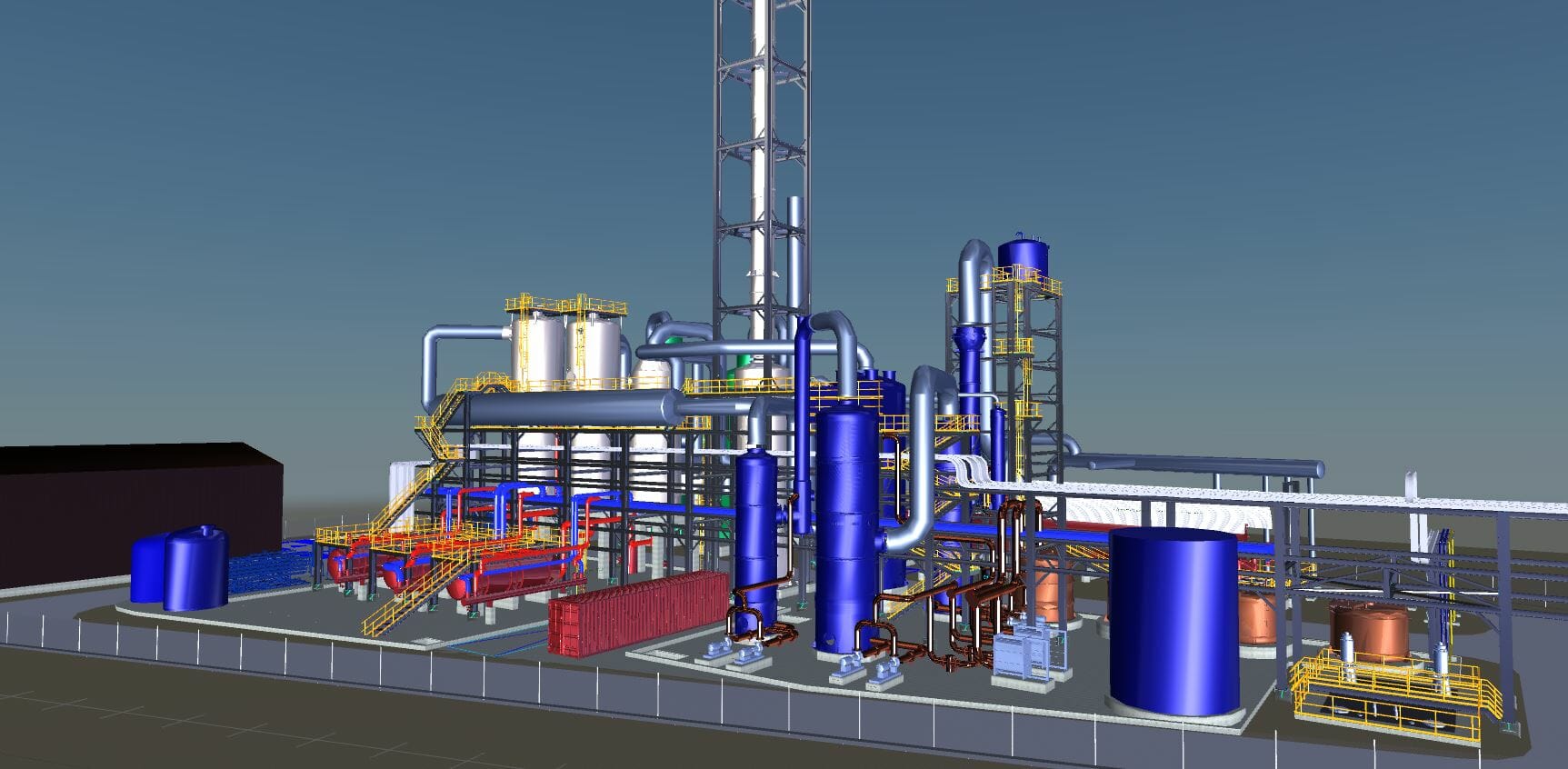 A 3D model of an oil refinery specializing in chemicals.