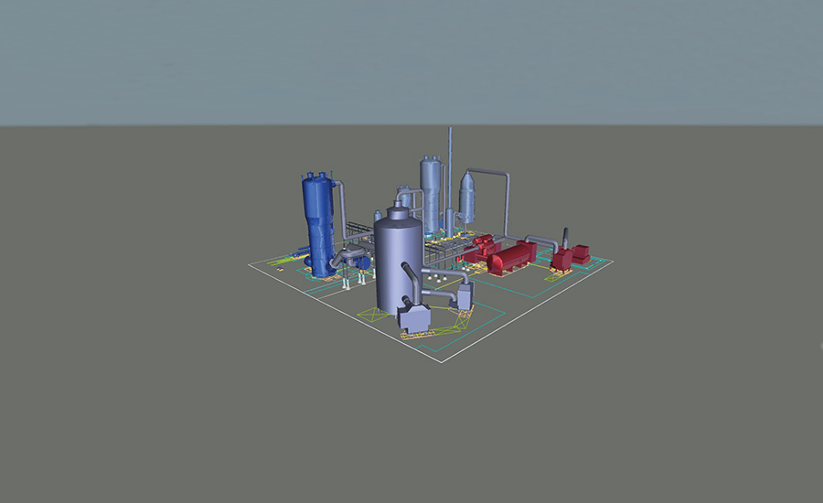 A 3d model of an oil refinery.