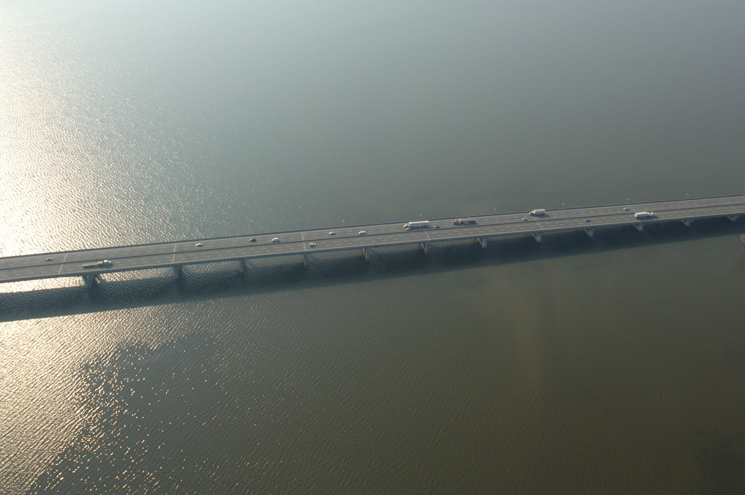 A bridge over a body of water.