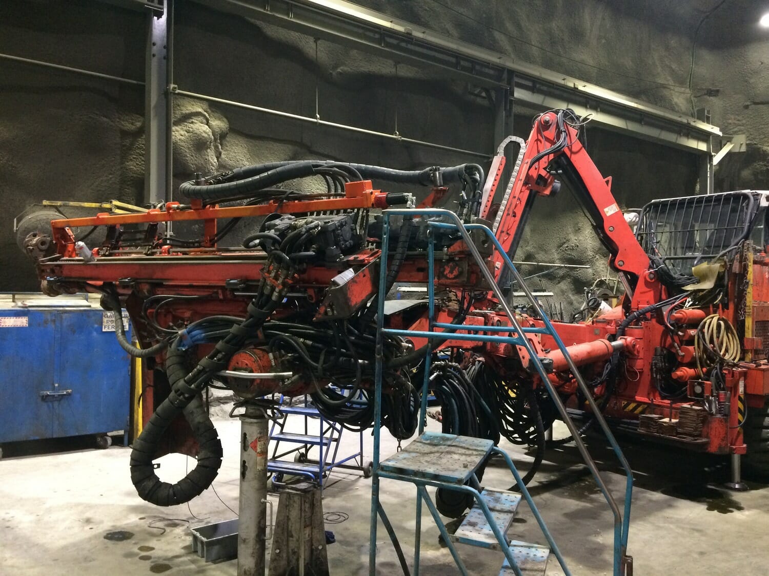 An excavator is being used in a mine.