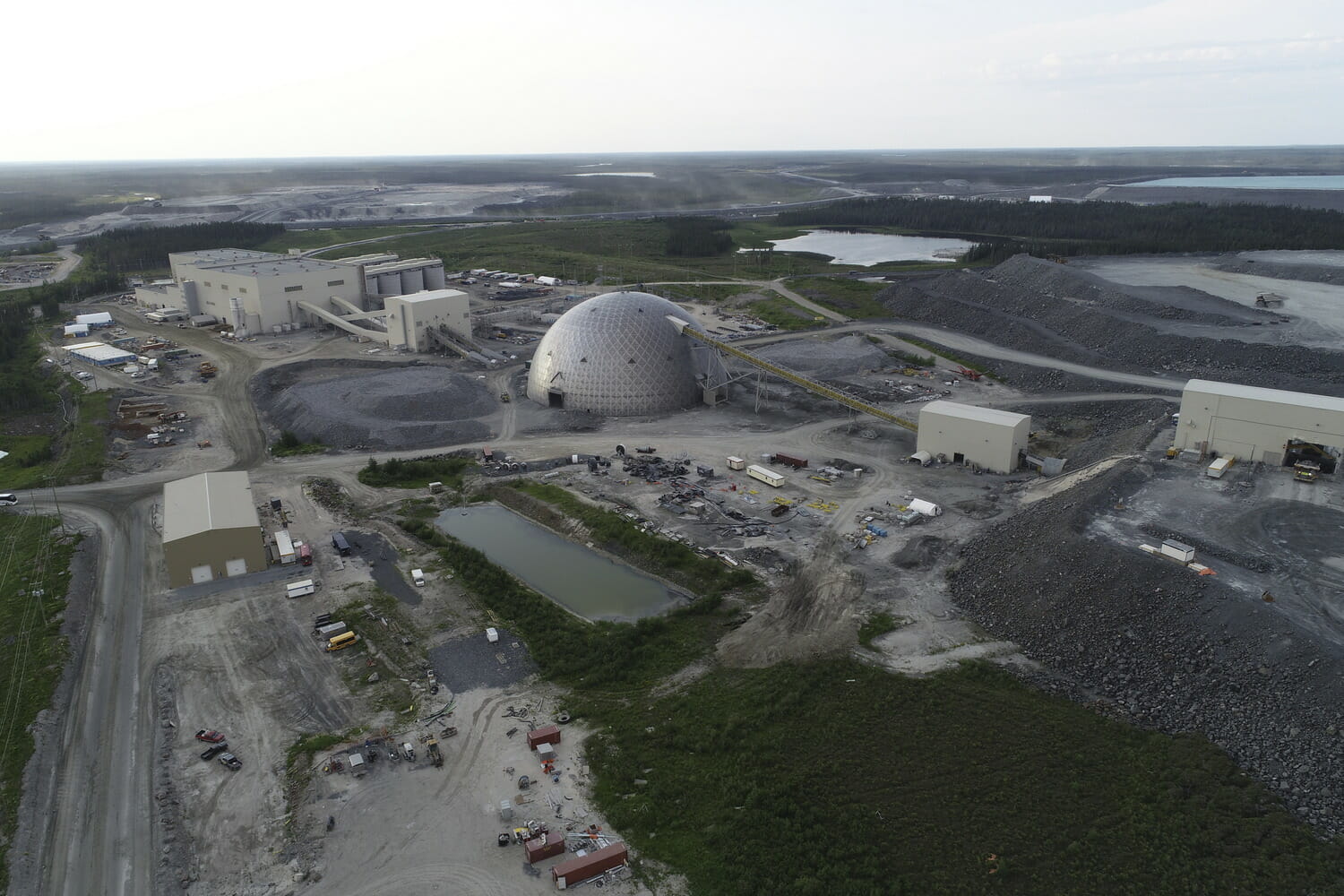 An aerial view of a large mining facility.