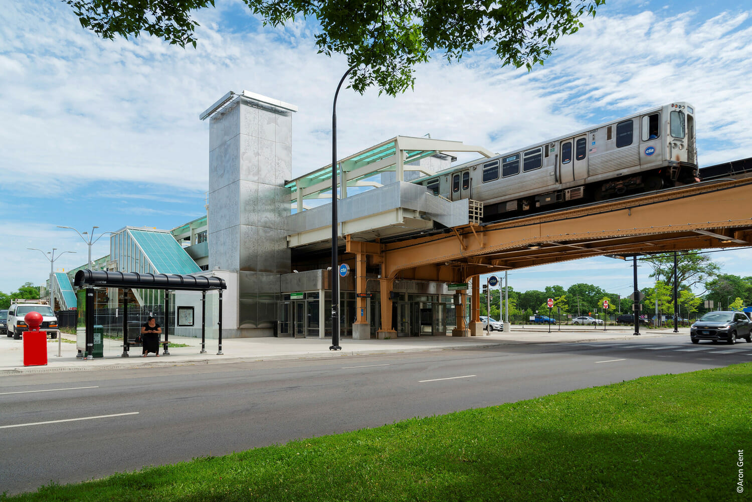 A train traveling over a bridge.