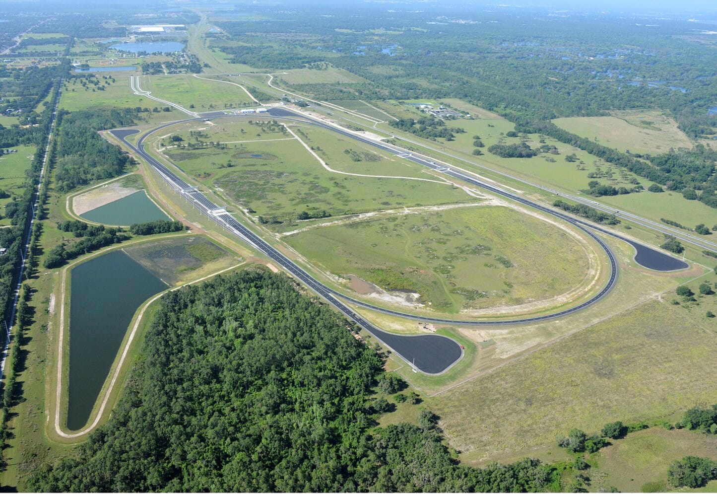 An aerial view of a race track in florida.