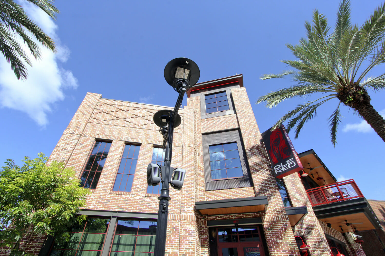 A red brick building.