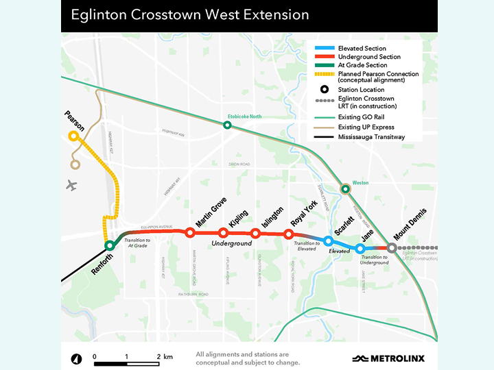 A map showing the route of the eigton coast west extension.