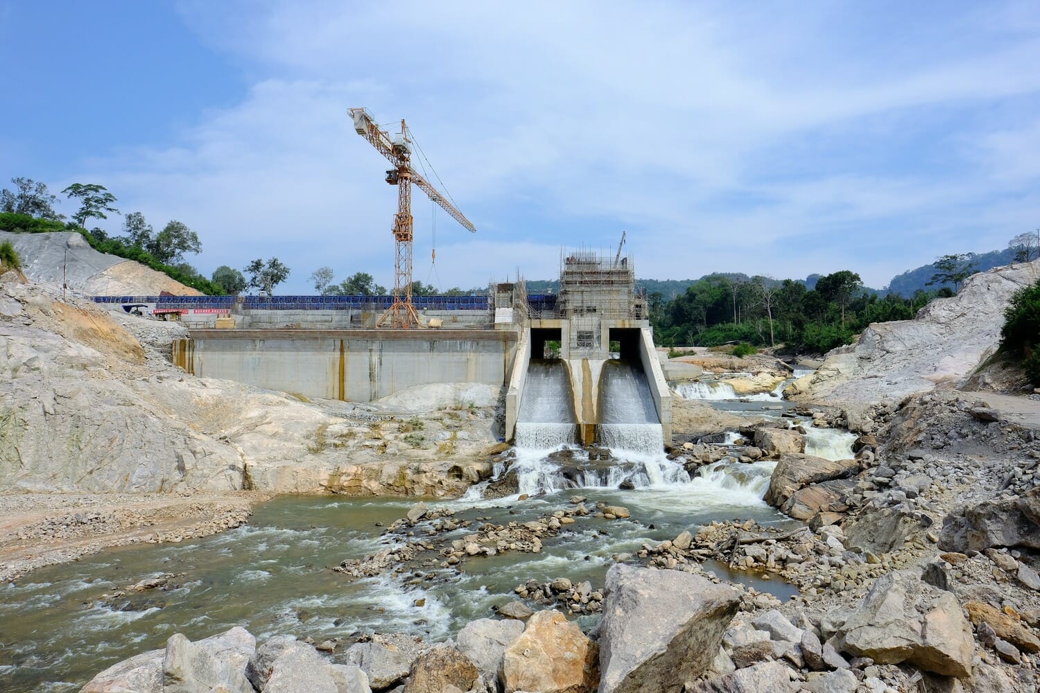 The construction of a dam in thailand.