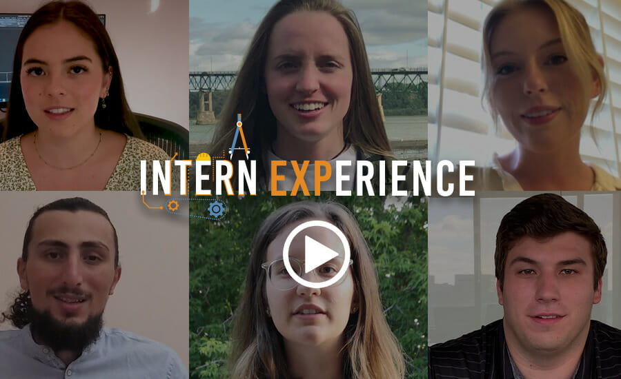 A collage of people with the words intern experience.