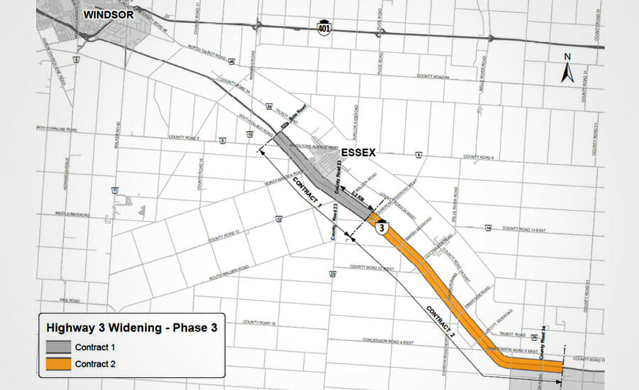 A map showing the location of the highway project.