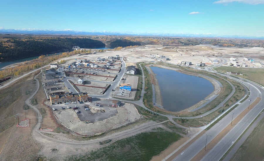 An aerial view of a construction site.