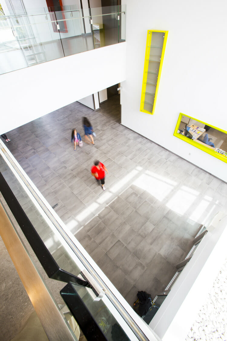 A glass floor in a building.