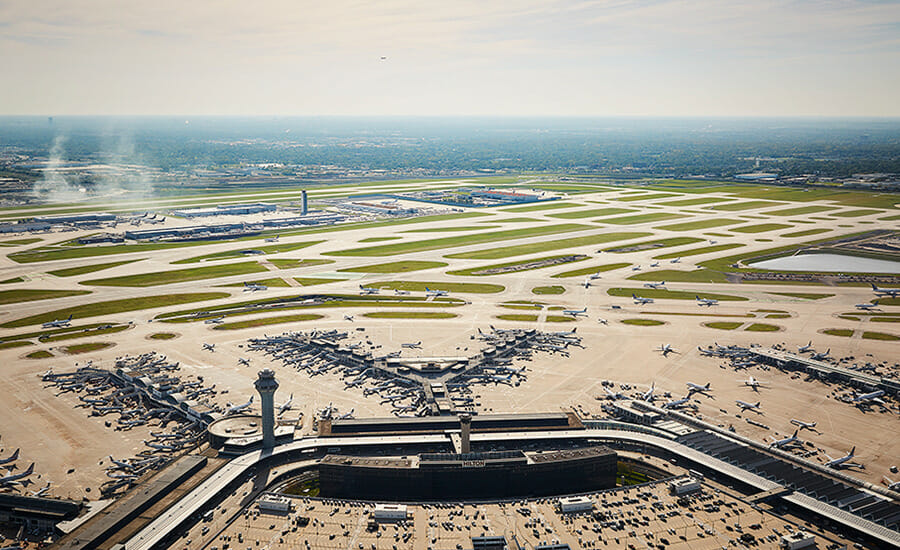 An airport with lots of planes.