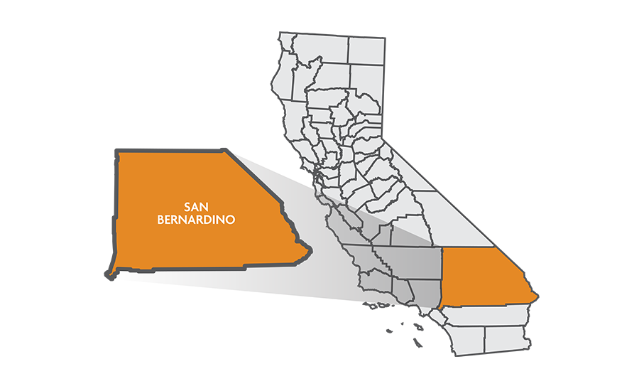 A map showing the location of san bernardino, california.
