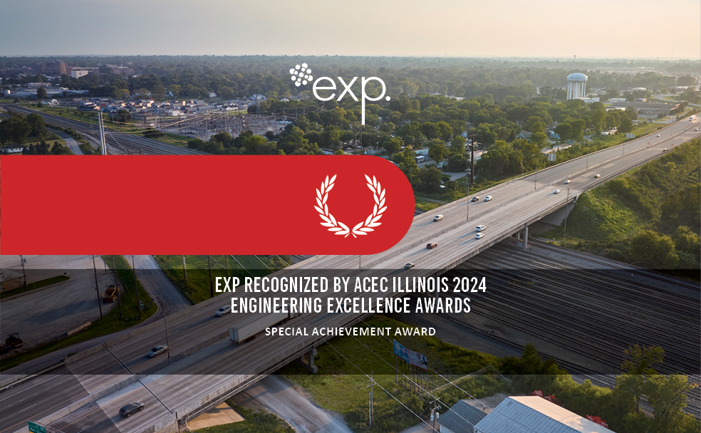 An aerial view of a highway with the words expo 2020 engineering excellence.