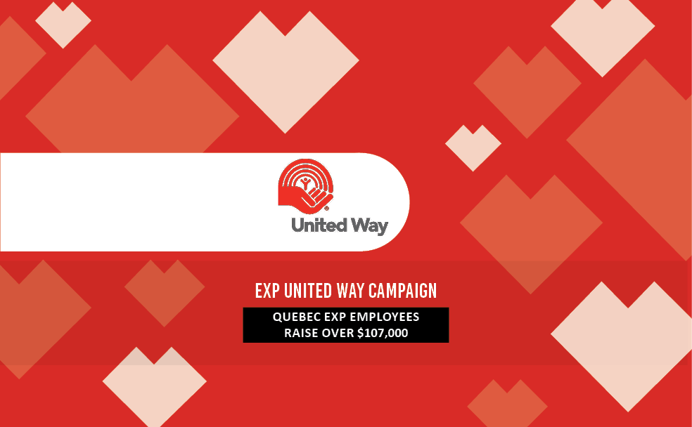United way ep campaign - a red background with hearts on it.