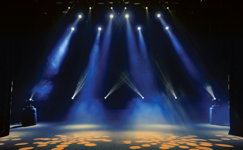 A stage with spotlights.