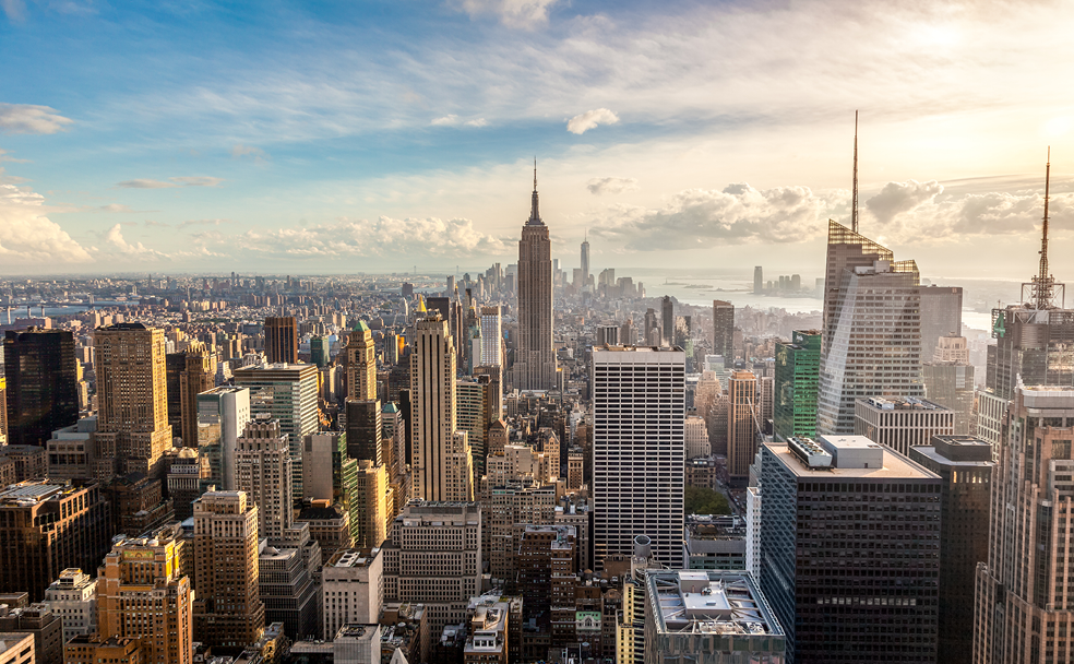 A view of new york city from the top of the empire state building.